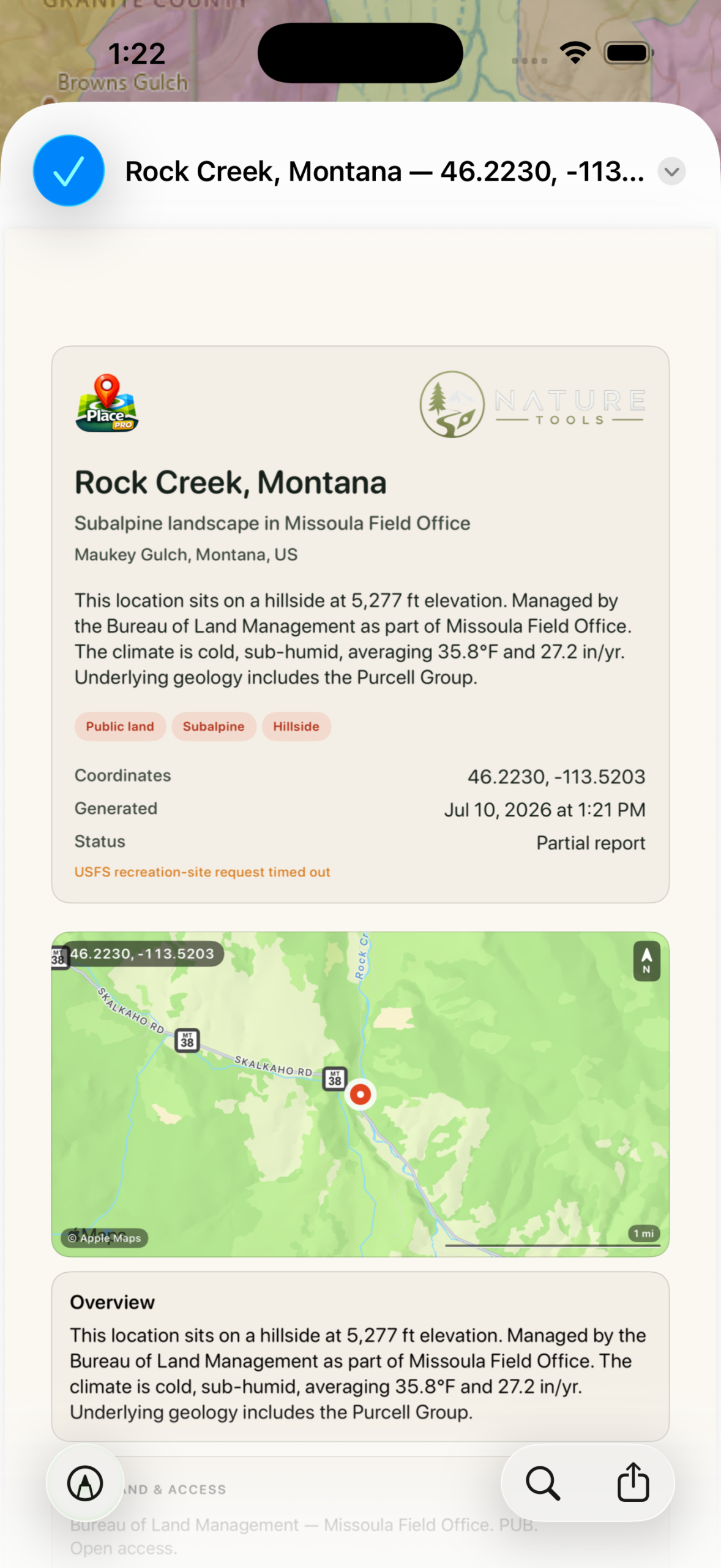 Report Export/Sharing — Rock Creek